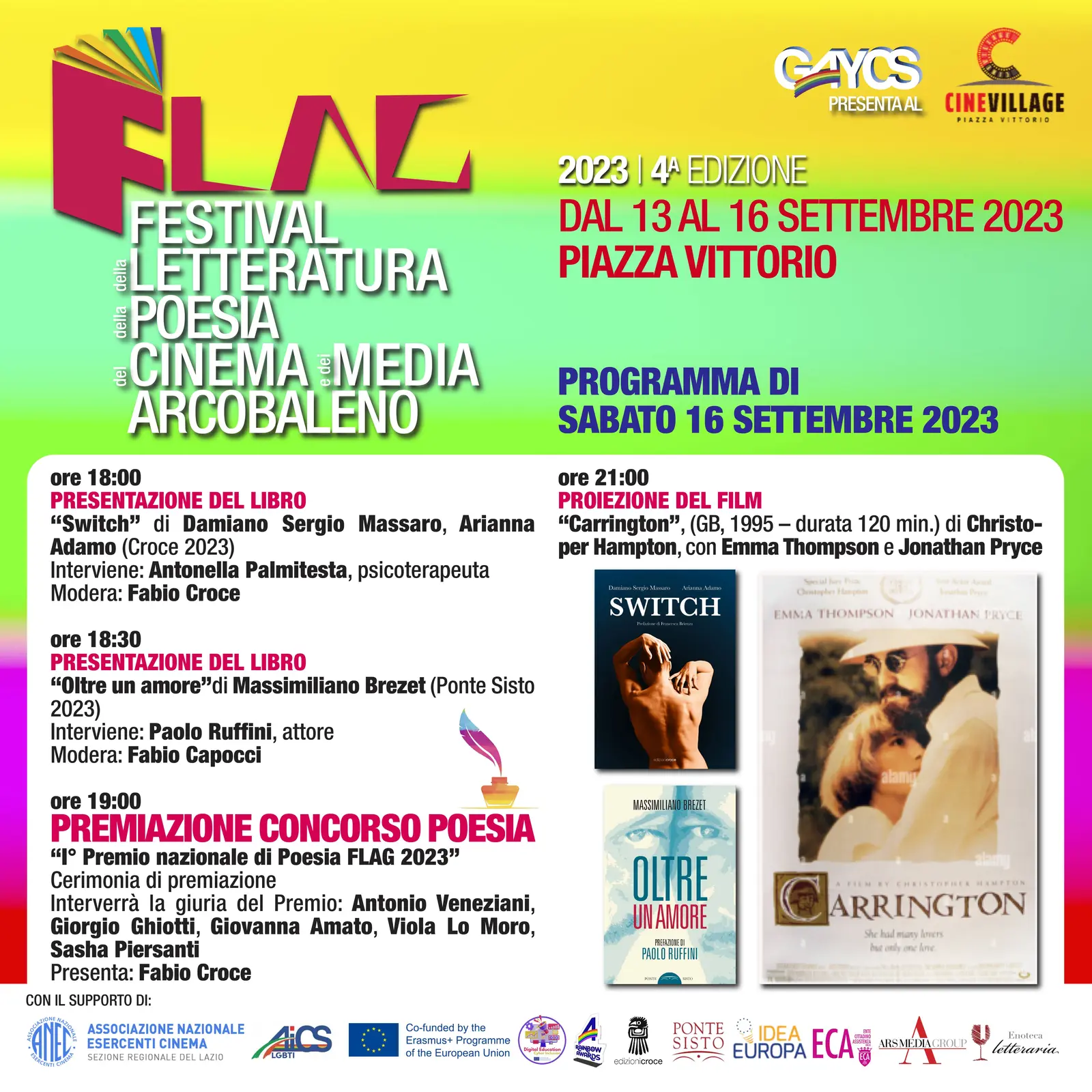 Programma FLAG 2023 di sabato 16 settembre