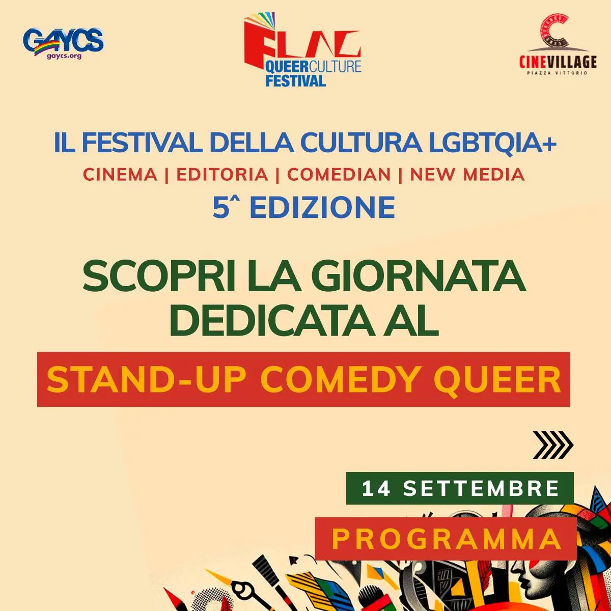 Programma stand-up comedy FLAG 2024 del 14 settembre