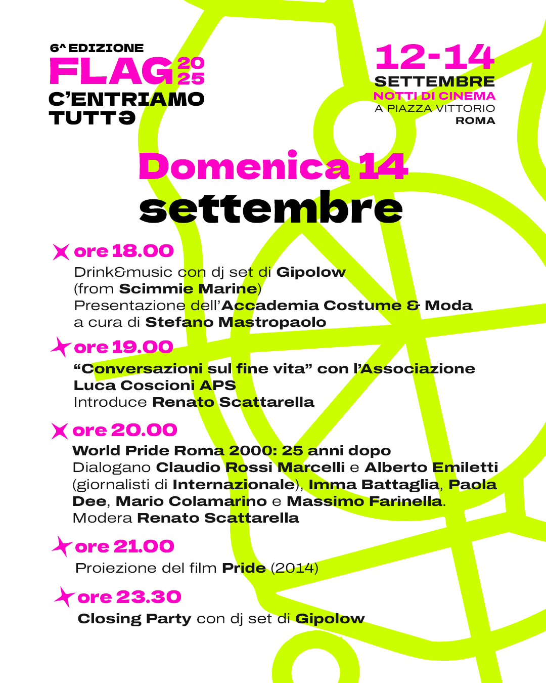 Programma FLAG 2025 di domenica 14 settembre