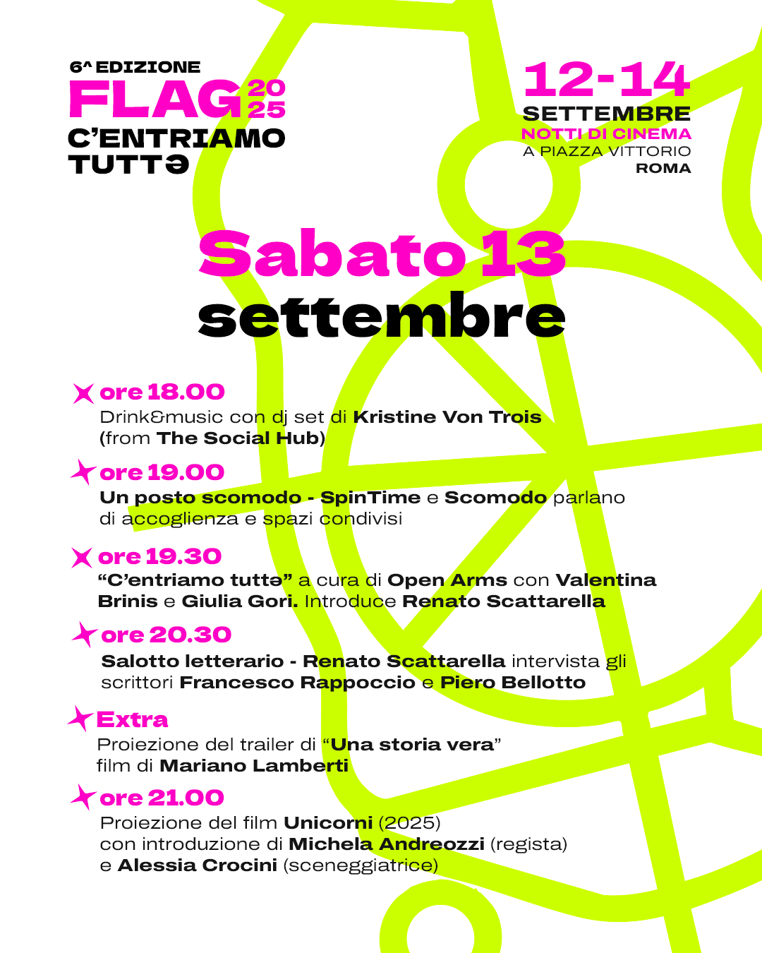 Programma FLAG 2025 di sabato 13 settembre