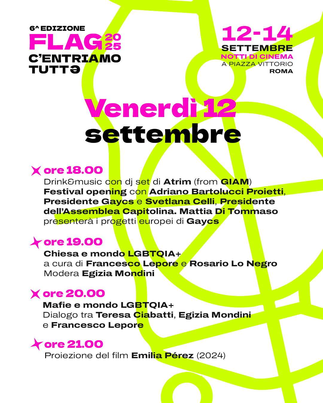 Programma FLAG 2025 di venerdì 12 settembre